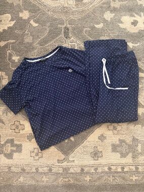 Ralph Lauren Navy polka dot large women’s pajama set